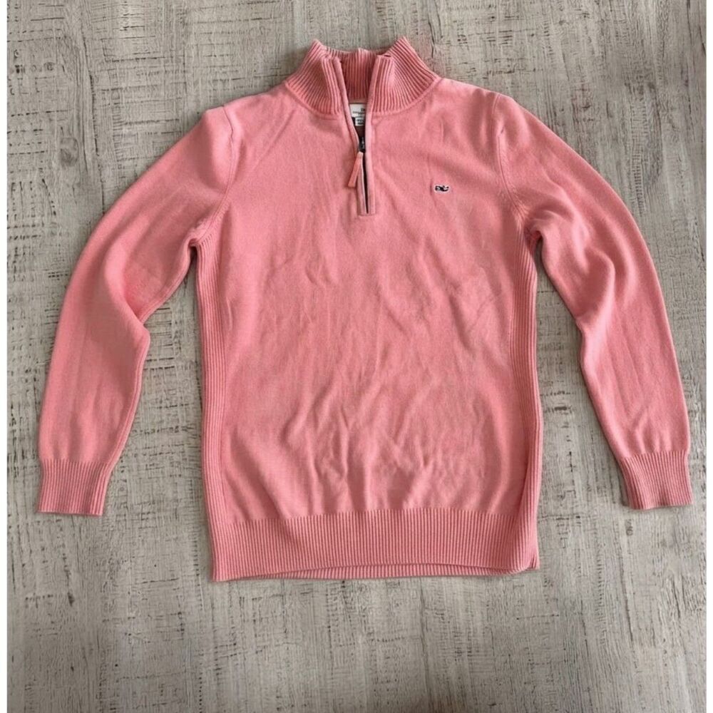 Women's Vineyard Vines Salmon Pink Colored Pull Over Zip Sweater Size XS